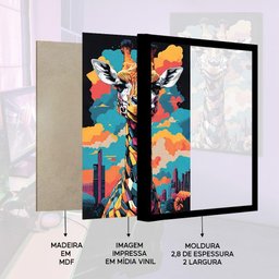 Quadro Decorativo Girafa Cores Moldura Cxalta 100x66 Titulos Moldura Madeira - 6