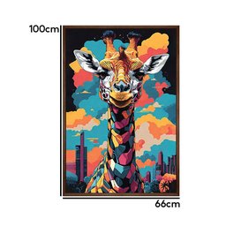 Quadro Decorativo Girafa Cores Moldura Cxalta 100x66 Titulos Moldura Madeira - 5