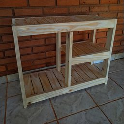 Sapateira com Banco de Madeira Pinus 70x30 - Vazada no Meio - 3