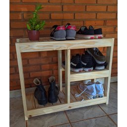 Sapateira com Banco de Madeira Pinus 70x30 - Vazada no Meio - 2