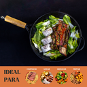 Ver imagem 3 de Frigideira Wok Cabo de Madeira e Tampa de Vidro 18x10,5cm 0,8l – Panela Mineira