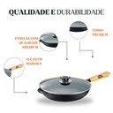 Ver imagem 2 de Frigideira Wok Cabo de Madeira e Tampa de Vidro 18x10,5cm 0,8l – Panela Mineira