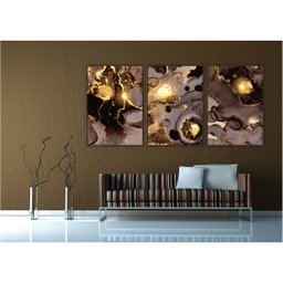 kit com 3 Quadros Decorativos Abstratos com Moldura e Vidro para Sala Quarto Escritório e Clínica 72 - 2