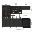 Ver imagem 3 de Cozinha Modulada 4 Peças Cristaleira Balcão sem Tampo 2 Aéreos 100% MDF com Vidro Bari