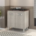 Ver imagem 1 de Balcão para Cooktop 4 e 5 Bocas 2 Portas 80 cm Montado Módulo Amadeirado Cinza