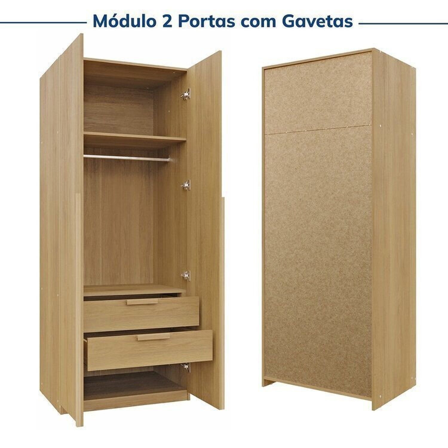 Guarda-roupa Modulado 2 Peças 4 Portas Jade Cabecasa Madeiramadeira - 11