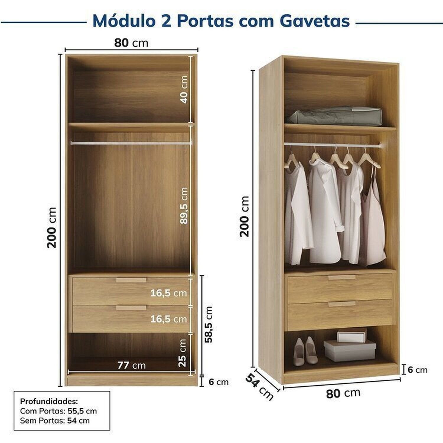 Guarda-roupa Modulado 2 Peças 4 Portas Jade Cabecasa Madeiramadeira - 12