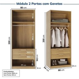 Guarda-roupa Modulado 2 Peças 4 Portas Jade Cabecasa Madeiramadeira - 12