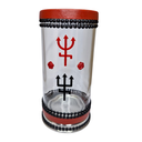 Ver imagem 1 de Porta Vela Pomba Gira e Exu Vidro e Alumínio 18 Cm