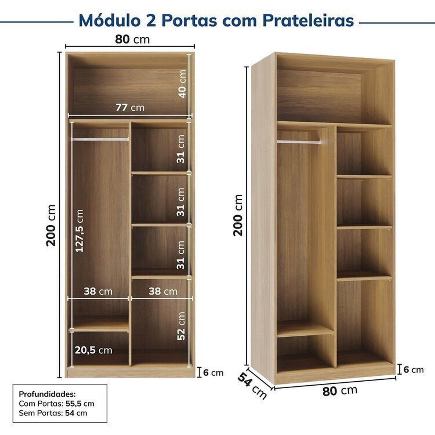 Guarda-roupa Modulado 2 Peças 4 Portas Jade Cabecasa Madeiramadeira - 11