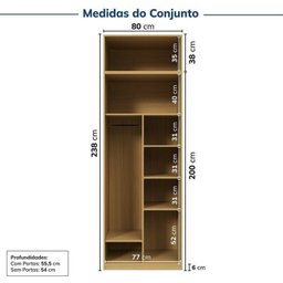 Guarda-roupa Modulado 2 Peças 4 Portas Jade Cabecasa Madeiramadeira - 4