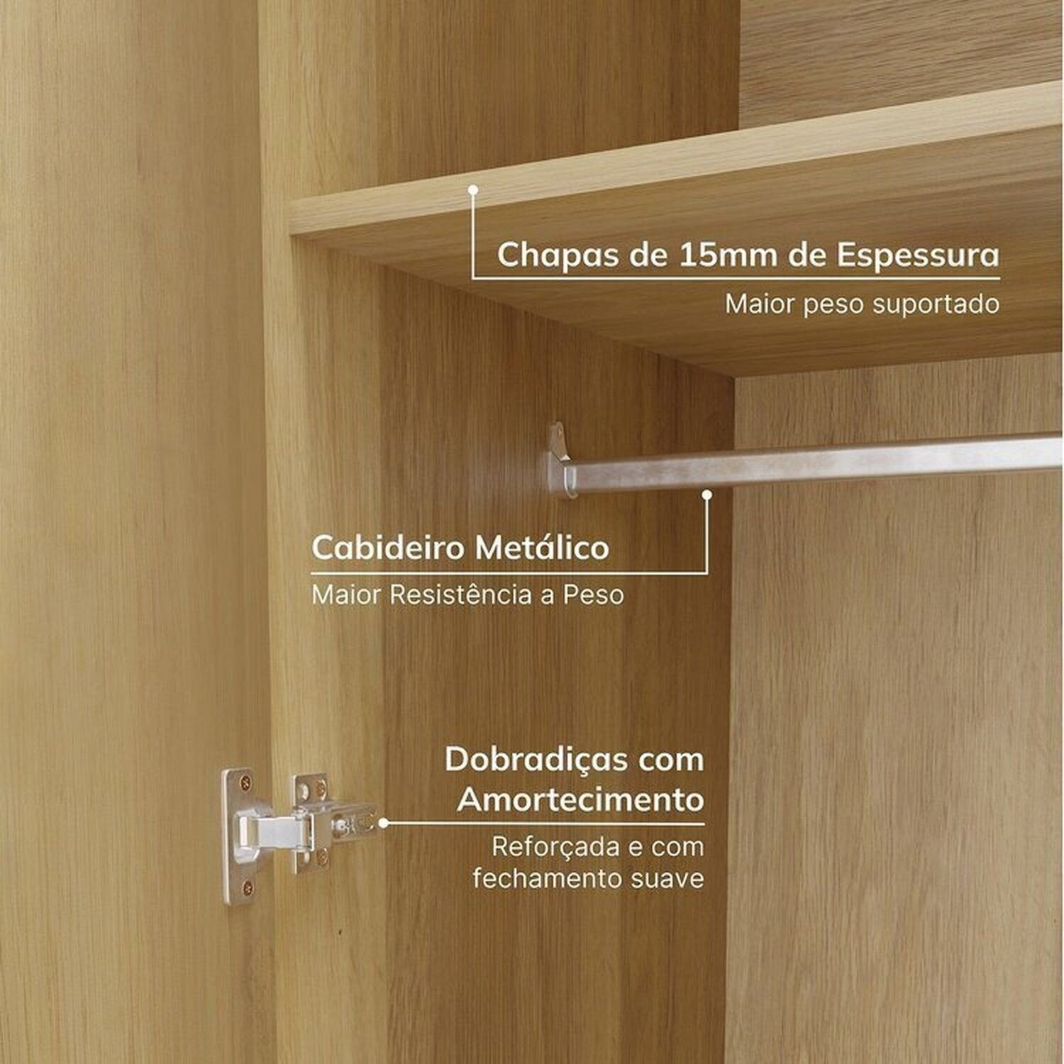 Guarda-roupa Modulado 2 Peças 4 Portas Jade Cabecasa Madeiramadeira - 8