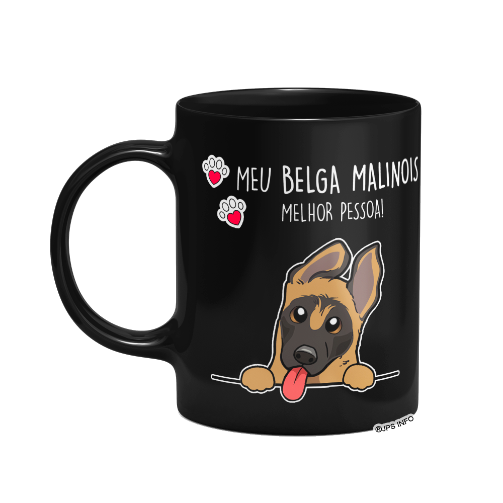 Caneca Dog - Meu Belga Malinois, Melhor Pessoa! - Preta