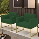 Ver mais imagens de Kit 2 Poltronas Elisa Veludo Verde Base Metálica Industrial Dourado - D'Rossi