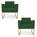 Ver imagem 1 de Kit 2 Poltronas Elisa Veludo Verde Base Metálica Industrial Dourado - D'Rossi