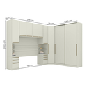 Ver imagem 3 de Guarda Roupa Casal Modulado 5 Peças com Cabeceira 9 Portas 9 Gavetas Seletto Areia Cinza