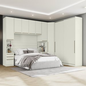 Quarto Modulado Casal Completo 9 Portas 6 Gavetas Canto Oblíquo