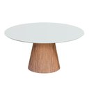 Ver imagem 1 de Mesa Jantar Redonda Maitê Base Carvalho Tampo Branco Acetinado 160cm - 70432