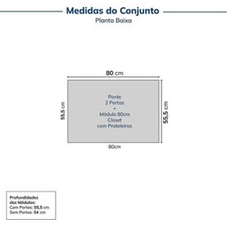 Guarda-roupa Modulado 2 Peças 2 Portas Jade Cabecasa Madeiramadeira - 2