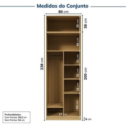 Guarda-roupa Modulado 2 Peças 2 Portas Jade Cabecasa Madeiramadeira - 3