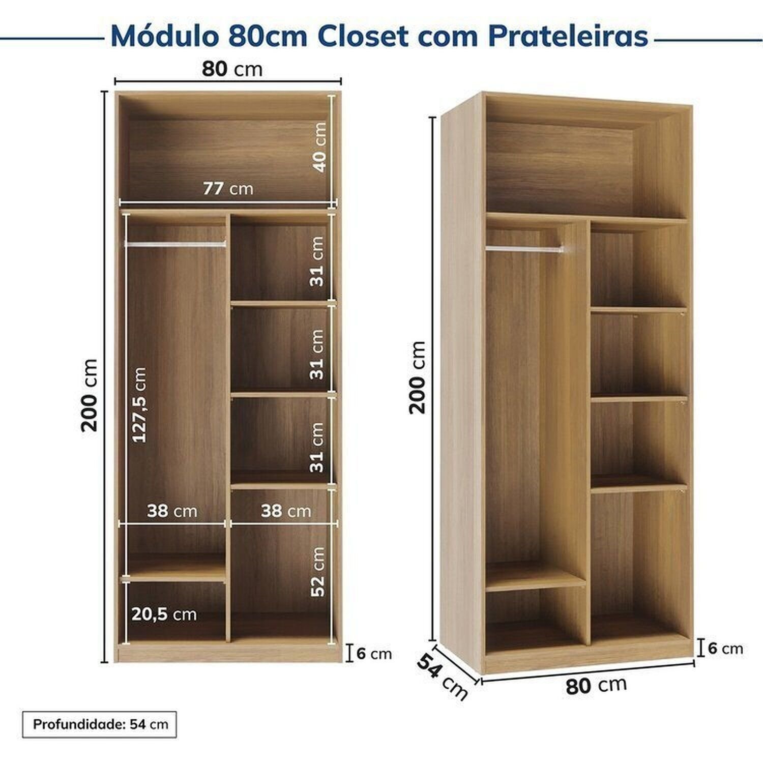 Guarda-roupa Modulado 2 Peças 2 Portas Jade Cabecasa Madeiramadeira - 9