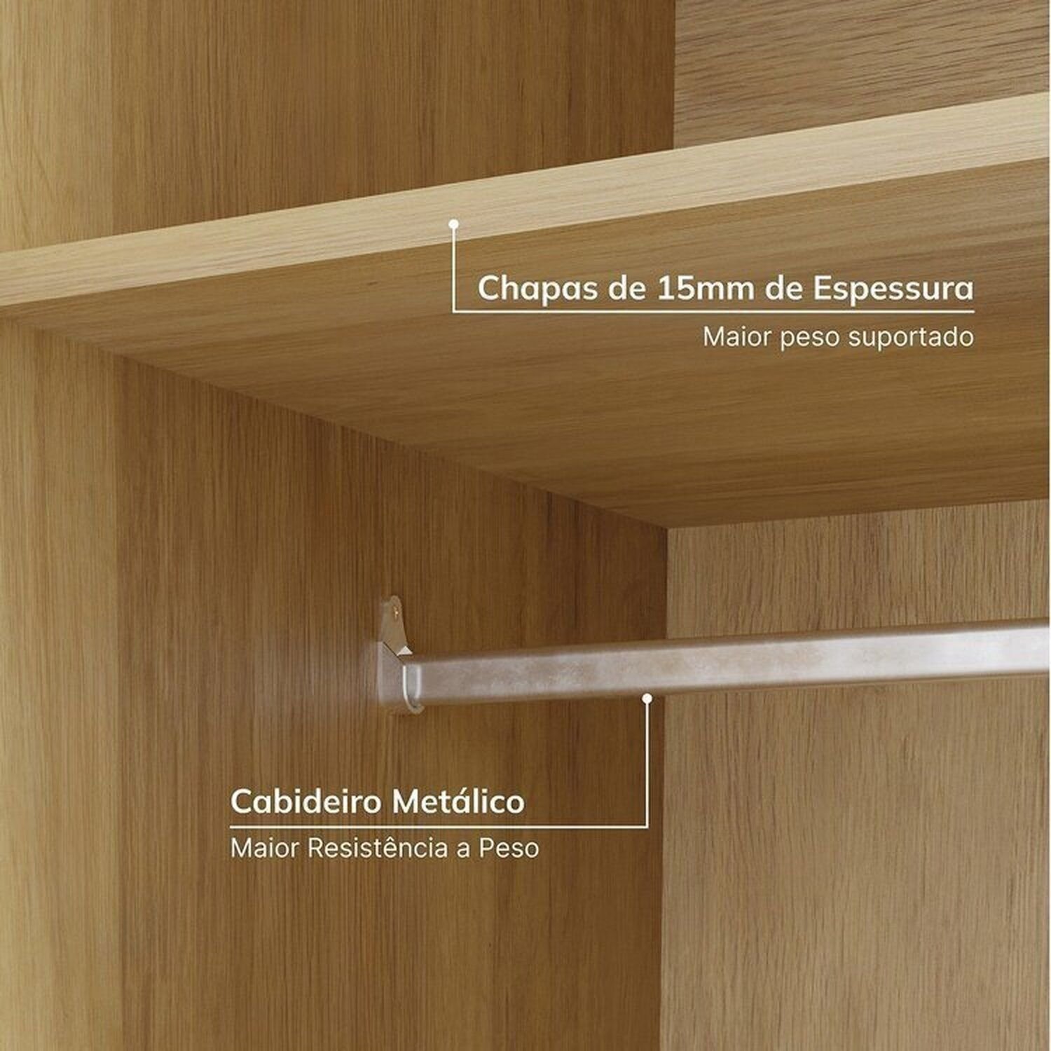 Guarda-roupa Modulado 2 Peças 2 Portas Jade Cabecasa Madeiramadeira - 6