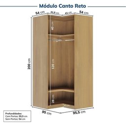 Guarda-roupa Modulado de Canto 2 Peças 4 Portas Jade Cabecasa Madeiramadeira - 12