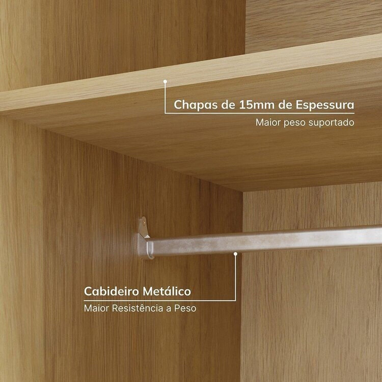 Guarda-roupa Modulado de Canto 2 Peças 2 Portas Jade Cabecasa Madeiramadeira - 6