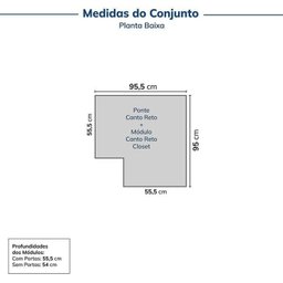 Guarda-roupa Modulado de Canto 2 Peças 2 Portas Jade Cabecasa Madeiramadeira - 2