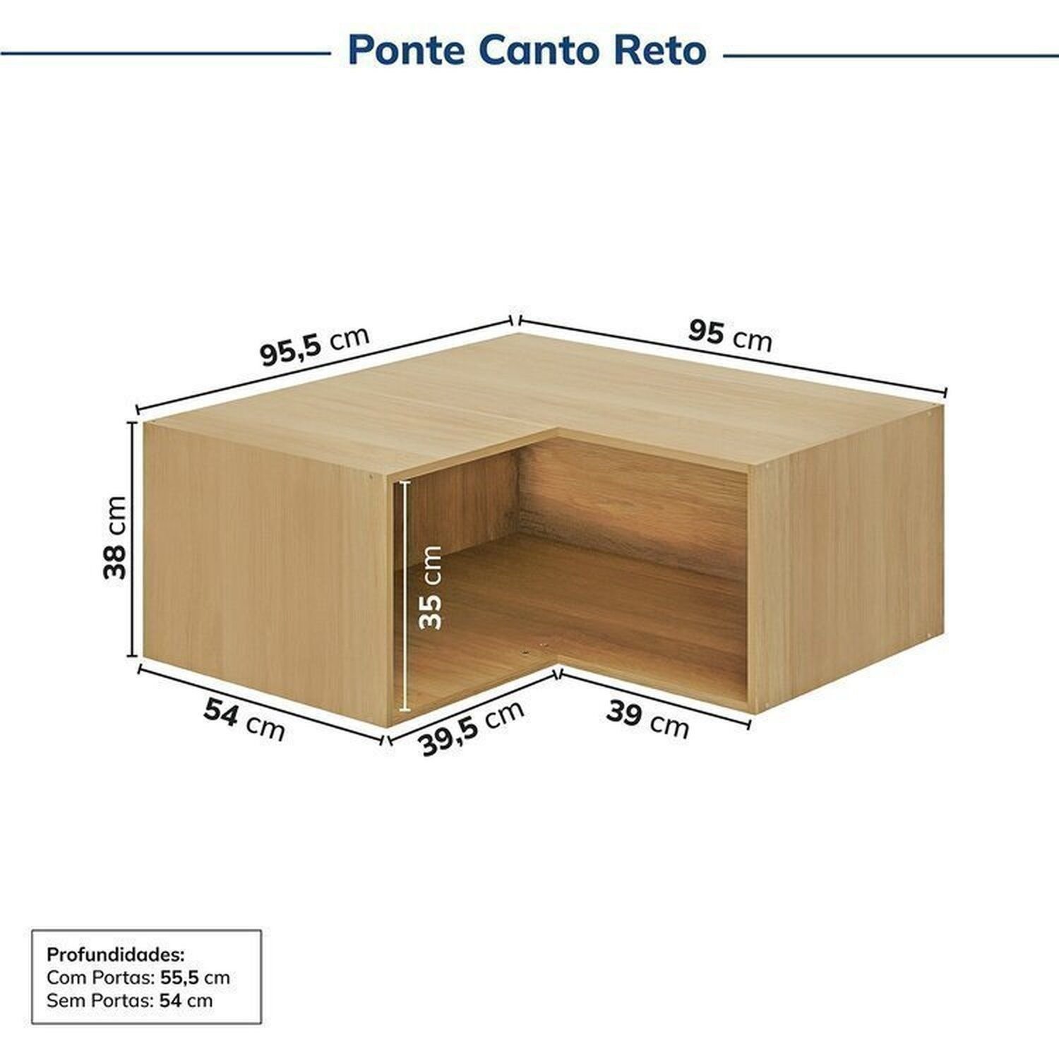 Guarda-roupa Modulado de Canto 2 Peças 2 Portas Jade Cabecasa Madeiramadeira - 12