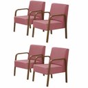 Ver imagem 1 de Kit 4 Poltronas Decorativas 1 Lugar Luna Braço Madeira D Salla Suede Rosa