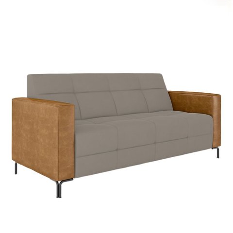Sofá Living Decorativo Houston 2 Lugares 160cm Pés em Metal Veludo/ Pu Castor/ Caramelo G33 - Gran B