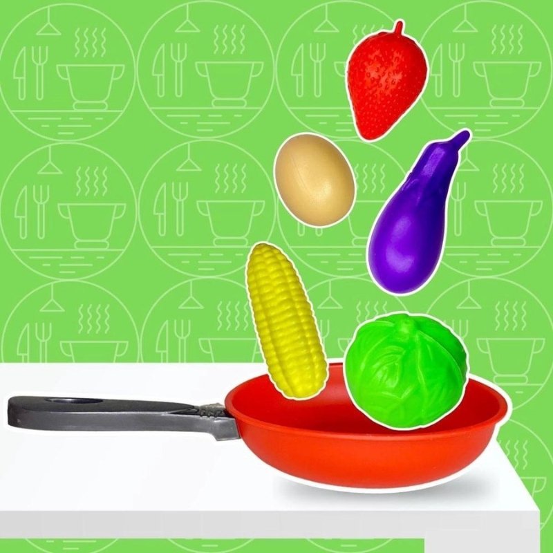 Kit Cozinha de Plastico 08 Peças Frigideira Color Frigideira Panela de Brinquedo Comidinha Cozinha I - 5