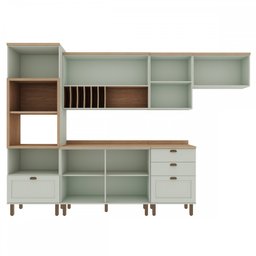 Cozinha Completa Iluminata 7 Portas 4 Gavetas Verde Mint - Genialflex - 3 Cozinha Completa Iluminata 7 Portas 4 Gavetas Verde Mint - Genialflex - 3