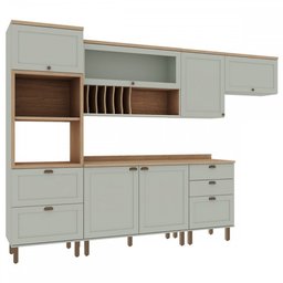 Cozinha Completa Iluminata 7 Portas 4 Gavetas Verde Mint - Genialflex - 2 Cozinha Completa Iluminata 7 Portas 4 Gavetas Verde Mint - Genialflex - 2