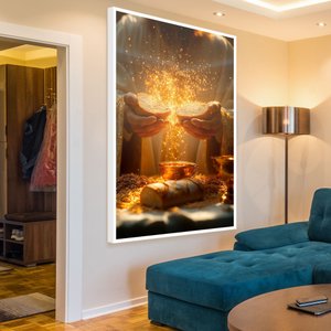 Quadro Decorativo Jesus Ceia Partilha do Pão Sala Quarto Casa Escritório