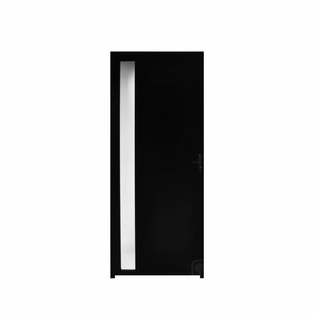 Porta Lambril C/Visor Aluminio Preto 2.10 x 0.80 Lado Direito - Hale