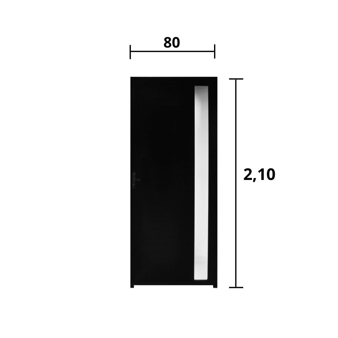 Porta Lambril C/Visor Aluminio Preto 2.10 x 0.80 Lado Direito - Hale - 3