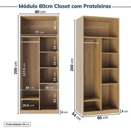 Guarda-roupa Modulado de Canto 10 Peças 9 Portas Jade Cabecasa Madeiramadeira - 11