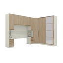 Ver imagem 2 de Guarda Roupa Casal Modulado 5 Peças com Espelho e Cabeceira 9 Portas 6 Gavetas Seletto Areia/Jequitibá Marrom