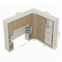 Ver imagem 4 de Guarda Roupa Casal Modulado 5 Peças com Espelho e Cabeceira 9 Portas 6 Gavetas Seletto Areia/Jequitibá Marrom