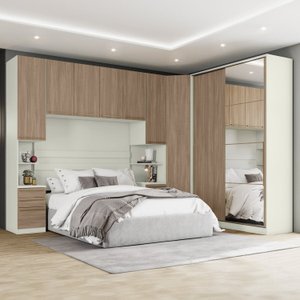 Quarto Modulado Casal Completo 9 Portas 6 Gavetas Canto Oblíquo Seletto