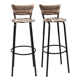 Kit 2 Banquetas 80cm para Balcão Ilha Bancada Área Gourmet Encosto em Junco Banco Itagold - 1