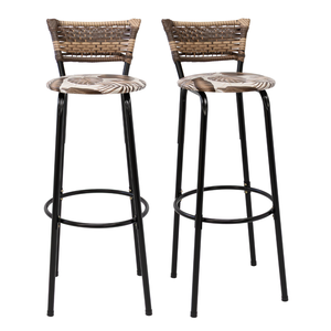 Kit 2 Banquetas 80cm para Balcão Ilha Bancada Área Gourmet Encosto em Junco Banco Itagold