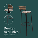 Ver imagem 4 de Kit 2 Banquetas 80cm para Balcão Ilha Bancada Área Gourmet Encosto em Junco Banco Itagold