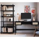 Ver imagem 2 de Mesa Escrivaninha e Estante Pés Madeira Arlo A10 Nero/preto - Mpozenato