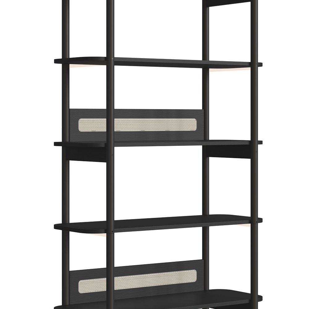 Mesa Escrivaninha e Estante Pés Madeira Arlo A10 Nero/preto - Mpozenato - 9