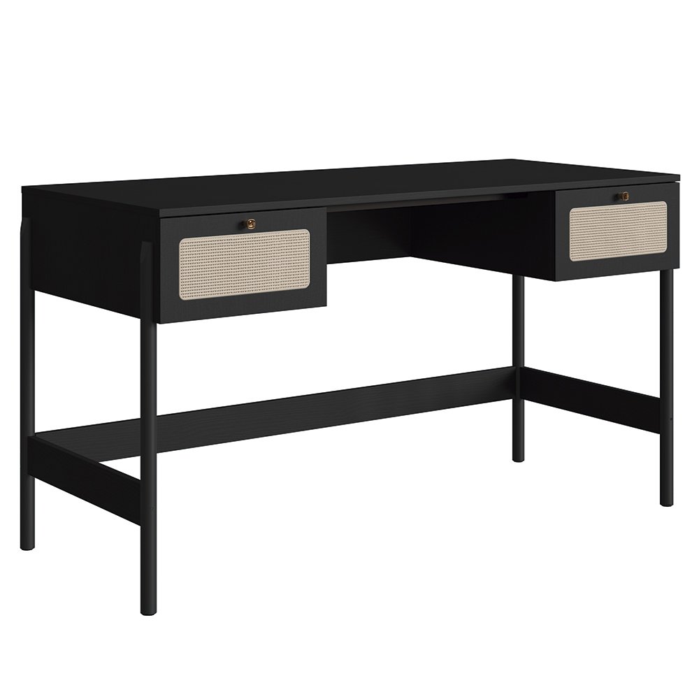 Mesa Escrivaninha e Estante Pés Madeira Arlo A10 Nero/preto - Mpozenato - 10