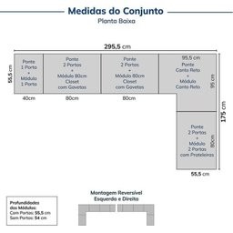 Guarda-roupa Modulado de Canto 10 Peças 14 Portas Jade CabeCasa MadeiraMadeira - 2