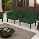Ver imagem 2 de Poltrona Base de Madeira Fixa Preto Kit 2 Elisa Veludo Verde D03 - D'Rossi